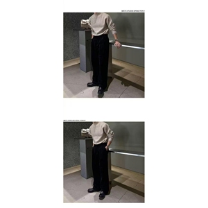黑色半高领套头毛衣男款秋冬季加绒加厚保暖针织衫西装内搭毛线衣图片
