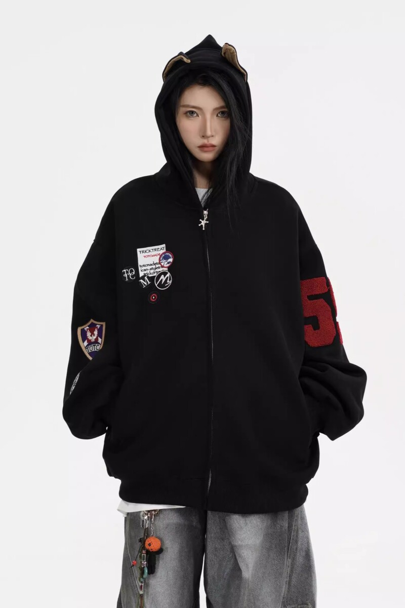 1506/Q82860/P59潮牌美式连帽开衫卫衣男宽松嘻哈街头百搭外套1,女装短外套,星座1506