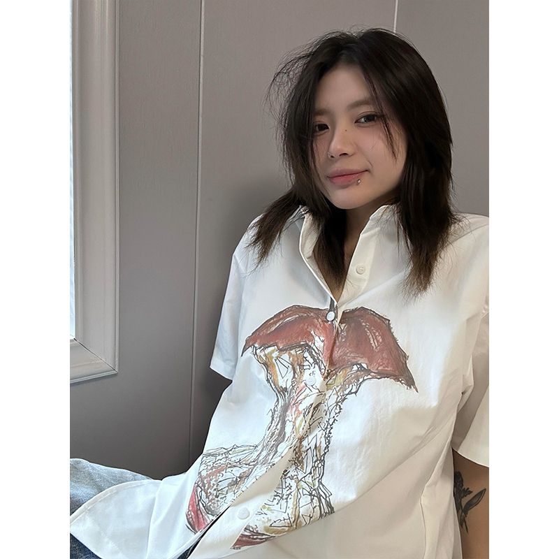 1506/Q92910/P36短袖白色衬衫夏季宽松短袖休闲小众衬衣,男装T恤,星座1506