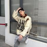 1506/Q6120/P68做旧废土风工装外套男款秋潮宽松扎染印花情侣夹克，男装夹克，星座1506