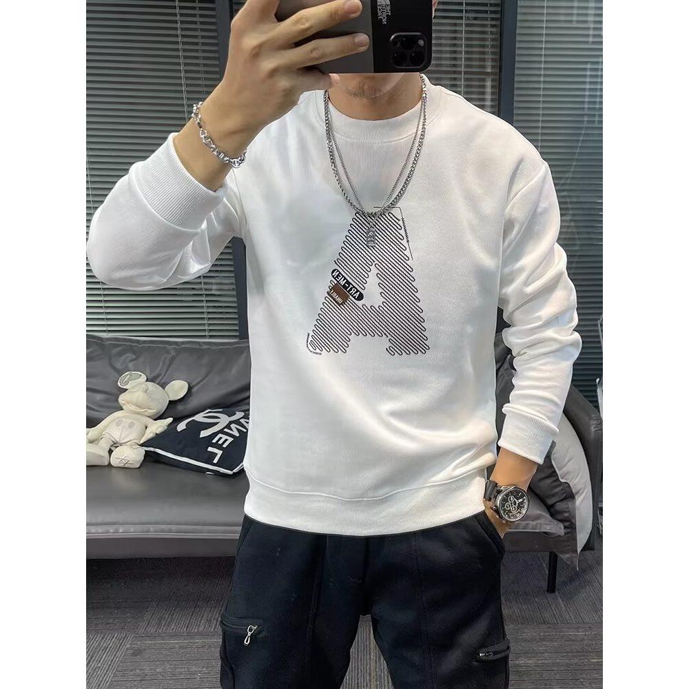 1506/QW6000/P37男士加绒保暖秋衣秋冬季大码潮流打底衫印，男装T恤，星座1506