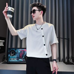 1506/QT030/P36短袖男夏季潮休闲百搭排扣T恤男士夏装半袖体恤图片
