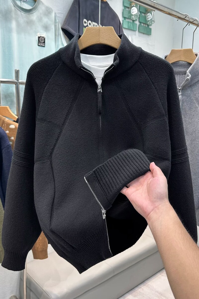 1506/QM090/P62美式双拉链开衫毛衣男生休闲设计感针织外套2,男装针织衫/毛衣,星座1506