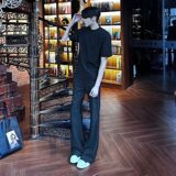 1506/QC950/P50宽松休闲裤男韩版百搭裤子夏季坠感阔腿拖地长裤，男装休闲裤，星座1506