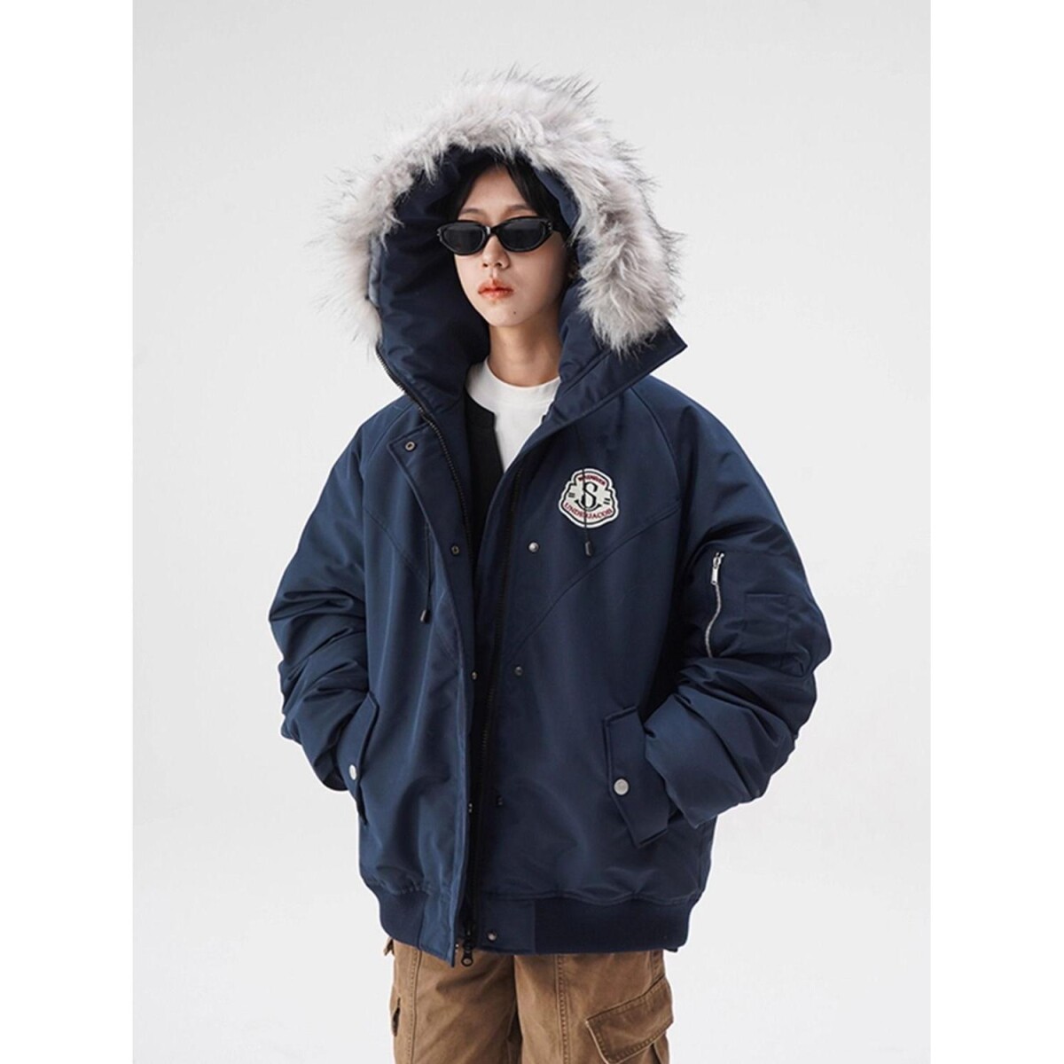 1506/Q8616/P94毛领派克棉服男女冬季潮牌棉衣加厚情侣外套3,男装棉衣,星座1506