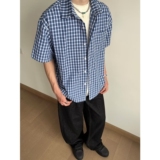 1506/QC1290/P40复古衬衫男夏装港风学生宽松小众设计感男装上衣，男装衬衫，星座1506