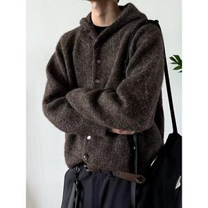 1506/Q31920/P59秋冬复古休闲慵懒风V领针织衫男纯色外套1图片