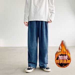 1506/QMK0050/P34灯芯绒休闲裤子男秋季新款百搭直筒阔腿裤1图片