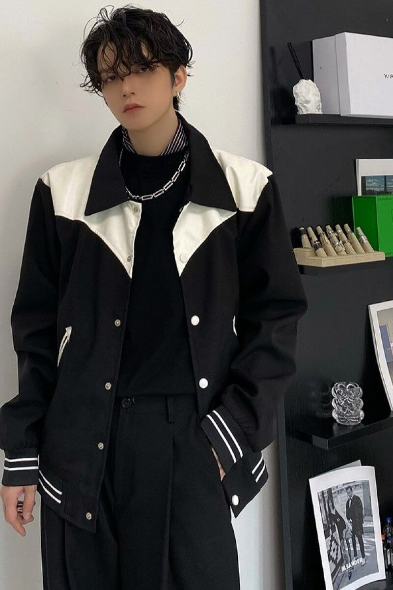 1506/Qwt160/P55男装拼色夹克男休闲宽松翻领外套1,男装夹克,星座1506