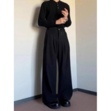 1506/QK400/P49美式黑色宽松西装裤男阔腿裤子潮牌休闲垂感小西裤，男装西裤，星座1506