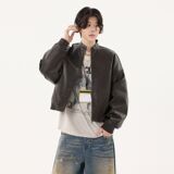 1506/QZSD040/P114黑色立领小皮衣外套男女早秋短款机车PU皮夹克1，男装皮衣，星座1506