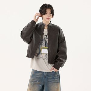 1506/QZSD040/P114黑色立领小皮衣外套男女早秋短款机车PU皮夹克1图片