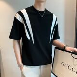1506/QT8740/P29短袖T恤男圆领冰丝半袖针织衫休闲5分袖夏季毛衣，男装针织衫/毛衣，星座1506