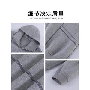 1506/Q82890/P52宽松慵懒连帽卫衣开衫女秋冬季灰色拉链外套2025图片