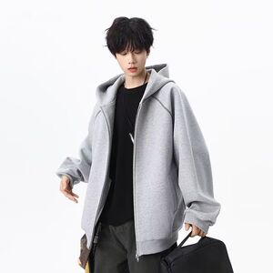 1506/QJ7560/P52新款卫衣港风宽松简约连帽卫衣开衫男女同款2图片