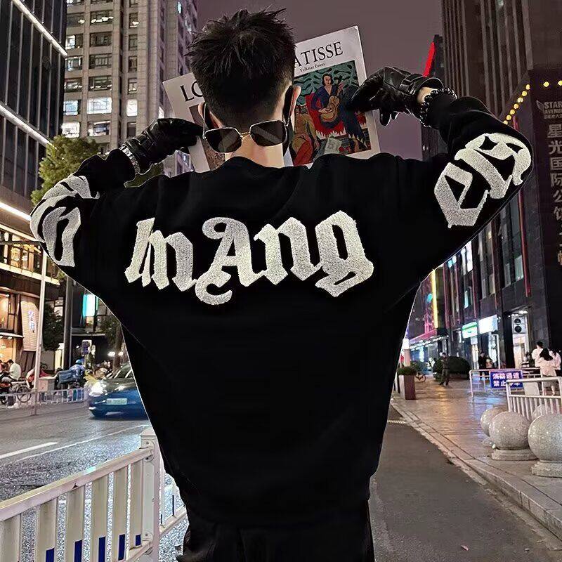 1506/QA0240/P40秋冬刺绣卫衣男春秋季韩版新款圆领宽松上衣，男装卫衣，星座1506