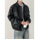 1506/QW6370/P70痞帅Pu皮衣潮牌垫肩皮夹克男机车服秋冬高街外套，男装皮衣，星座1506
