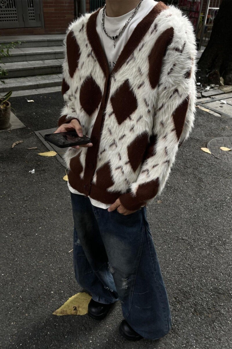1506/QMY95480/P66美式秋冬V领开衫男女情侣宽松针织衫夹克1,男装针织衫/毛衣,星座1506