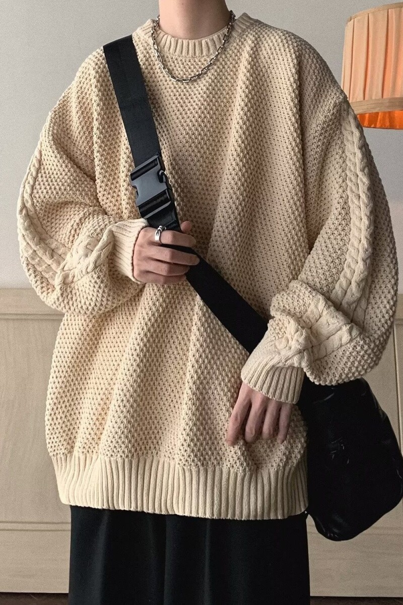 1506/QRXMY72030/P53秋冬毛衣男华夫格毛衣纯色针织衫冬季外套,男装针织衫/毛衣,星座1506