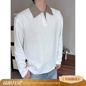 1506/Q42310/P38潮牌港风长袖Polo衫男美式复古宽松半拉链卫衣潮图片