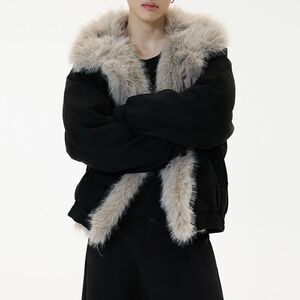 cleanfit座山雕棉服男款冬季加绒加厚麂皮绒外套高级感毛茸茸棉衣图片