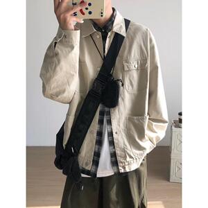 1506/QCK10/P70复古棉质翻领四袋工装夹克宽松休闲百搭廓形外套1图片