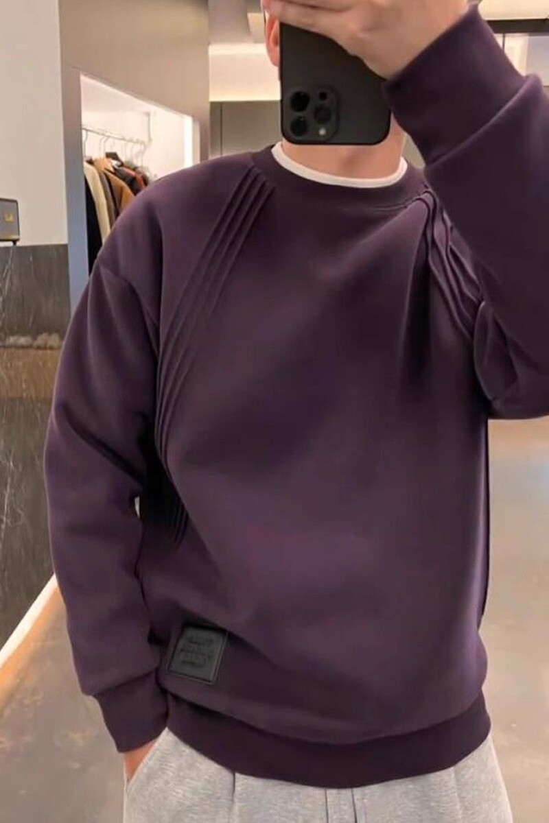 1506/Q82710/P36秋季简约拼接休闲卫衣男线条百搭圆领打底衫长袖,男装T恤,星座1506