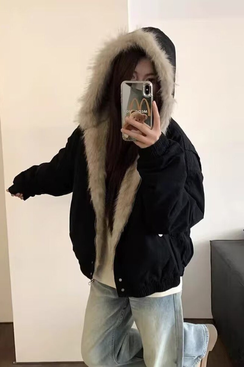 1506/Q86130/P90潮座山雕毛绒连帽棉服男女2025冬季加厚棉衣,男装棉衣,星座1506