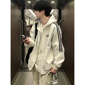 1506/QW1200/P52新款卫衣港风宽松简约连帽卫衣开衫男女同款2图片
