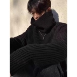1506/M18351/P52时尚设计感高领毛衣开衫新款秋季牛仔拼接针织1，男装针织衫/毛衣，星座1506