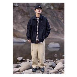 1506/Q6300/P44男女春秋款工装夹克黑色显瘦衣服宽松翻领外套1图片