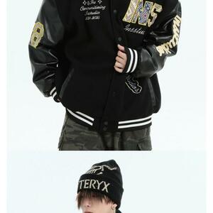 1506/QW9190/P45美式编织贴布印花棒球服宽松百搭夹克1图片