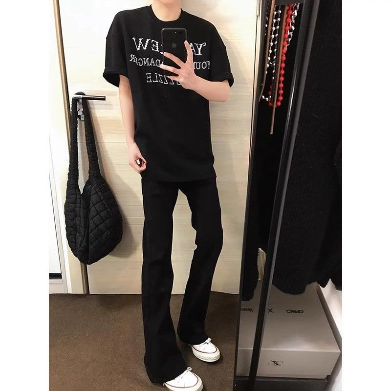 1506/Q10170/P30怪兽黑色微喇弯刀牛仔裤男裤子修身直筒裤,男装牛仔裤,星座1506