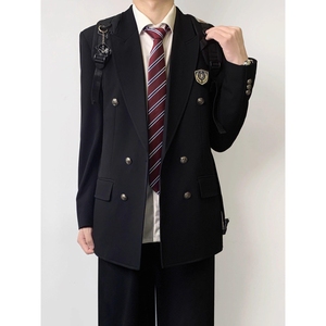 1506/QW200/P64日系原创刺绣西装制服男生双排扣戗驳领西服套装图片