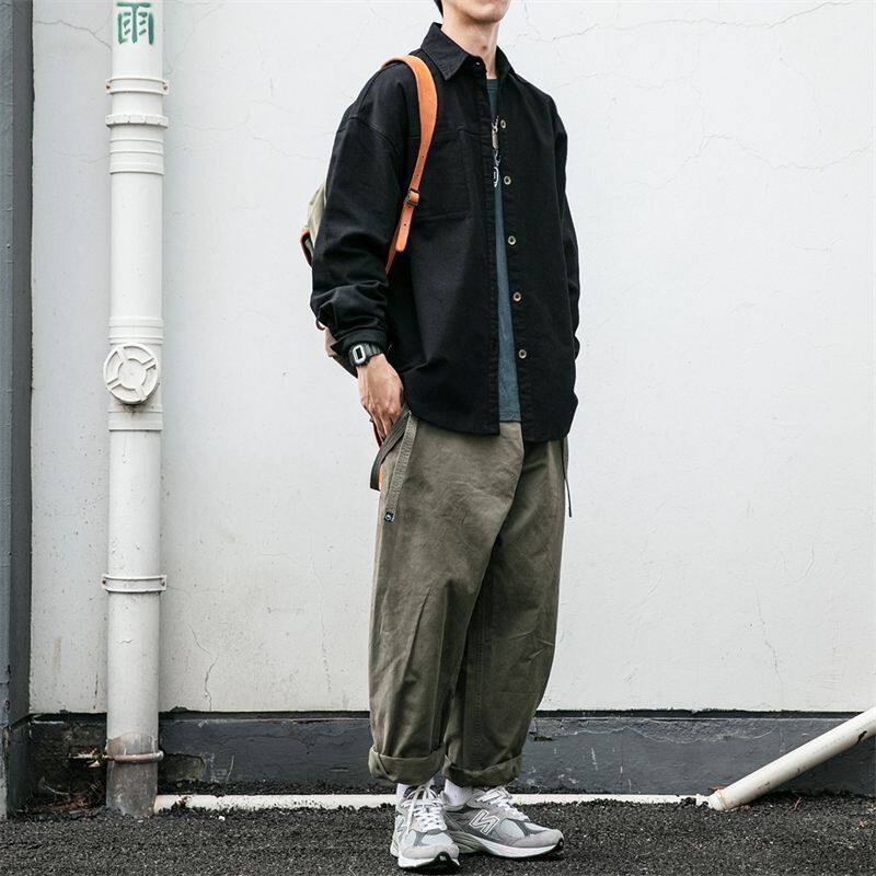 1506/QCS550/P57日系复古工装衬衫男长袖纯棉重磅衬衣宽松大码1,男装衬衫,星座1506