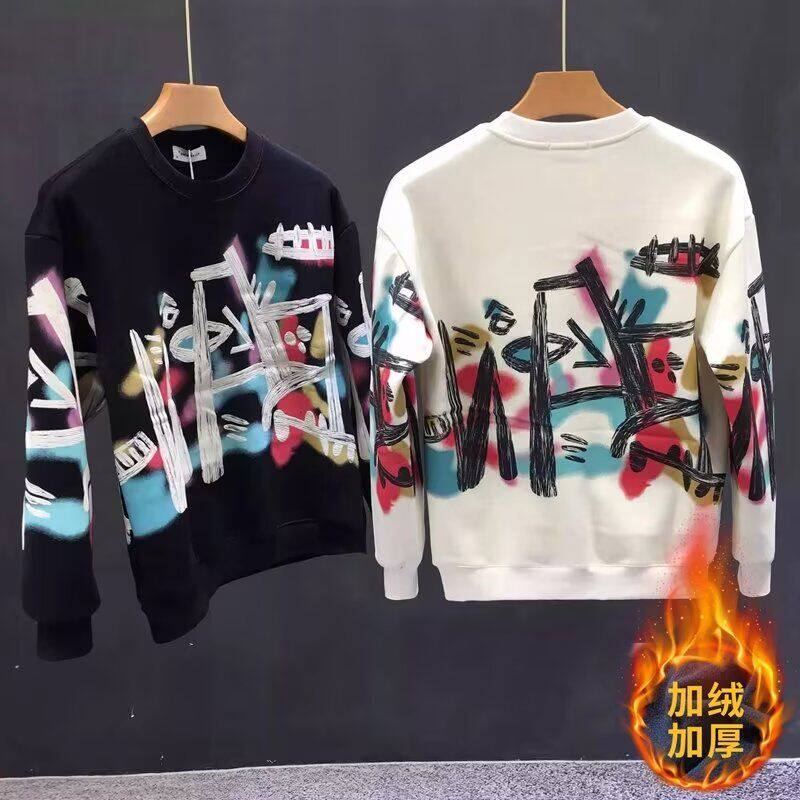 1506/QT3100加绒/P42休闲印花卫衣男秋季新款圆领宽松上衣潮,男装卫衣,星座1506