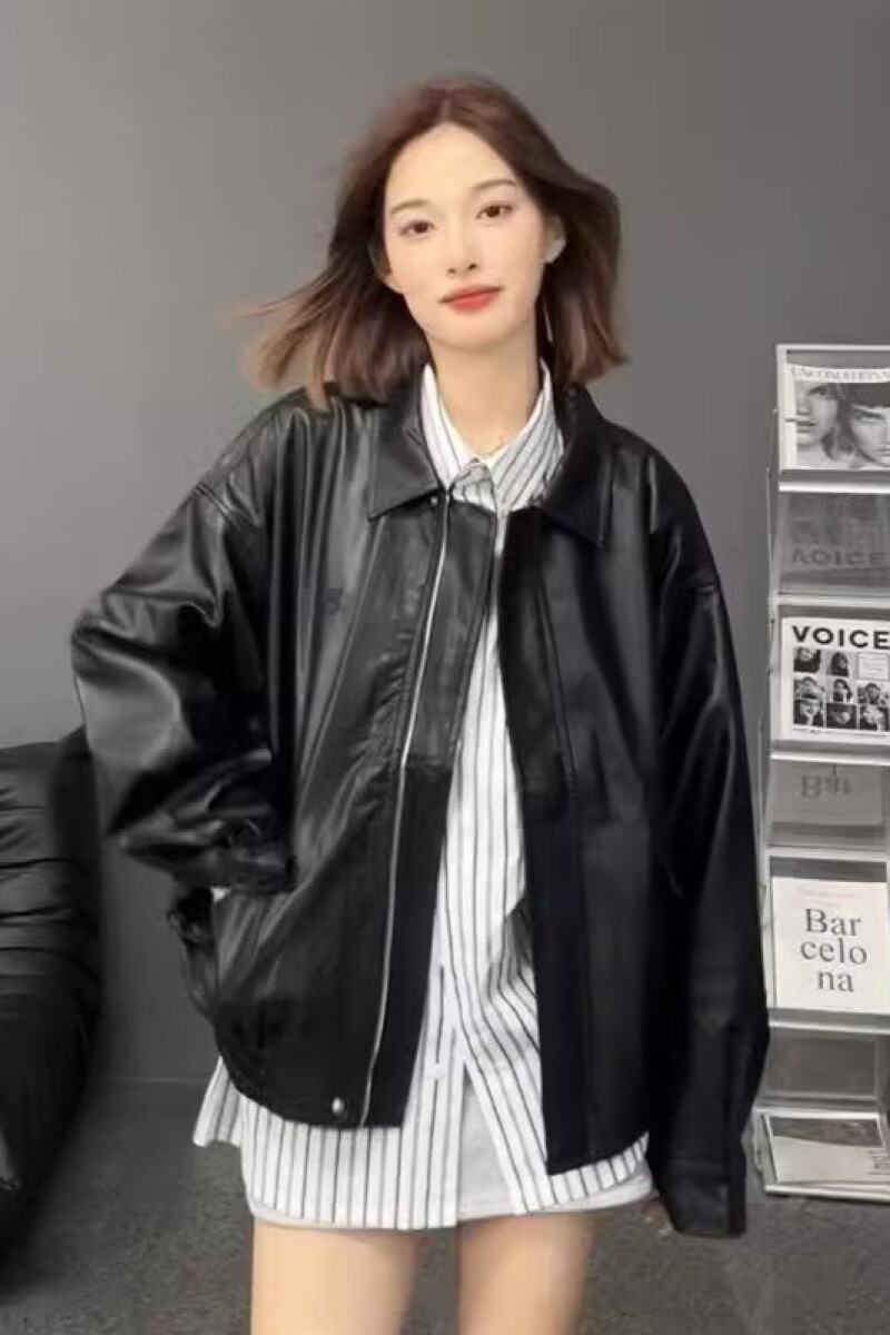 1506/QY020/P59皮衣女秋翻领休闲长袖宽松短外套机车服pu皮夹克1,女装皮衣,星座1506