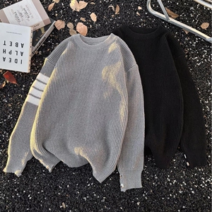 1506/QM490/P46圆领毛衣针织衫男潮牌帅气秋冬季打底衫3图片