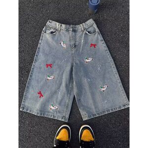 1506/QD2530/P47港风潮男夏季牛仔裤嘻哈ins潮高街潮流痞帅长裤图片