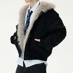 1506/QZSD010/P134座山雕美式毛领连帽棉服外套女冬季加厚棉衣男1图片