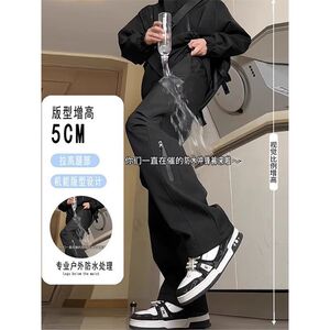 1506/QCL-B45240/P45纯色时尚潮牌直筒宽松型男工装裤潮休闲裤1图片