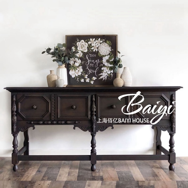 法式复古玄关柜实木雕花入户门厅柜装饰柜客厅美式欧式奢华餐边柜