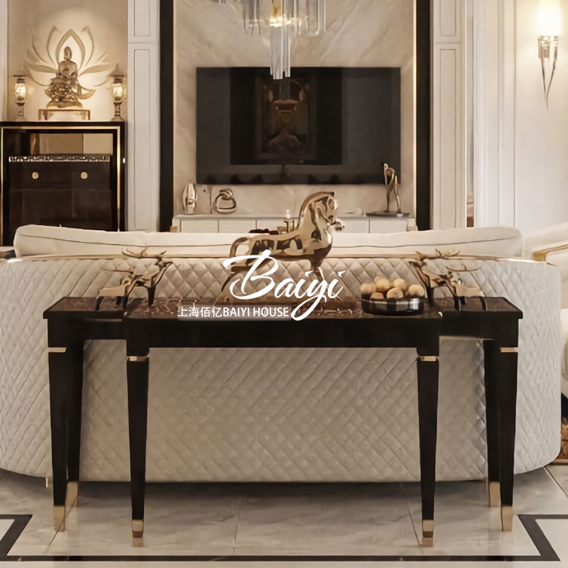 美式轻奢实木玄关桌条案台门厅靠墙沙发背几简约窄桌走廊装饰边桌