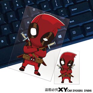 XY車贴 个性死侍创意车贴卡通伤痕遮盖贴 死侍装饰防水反光贴