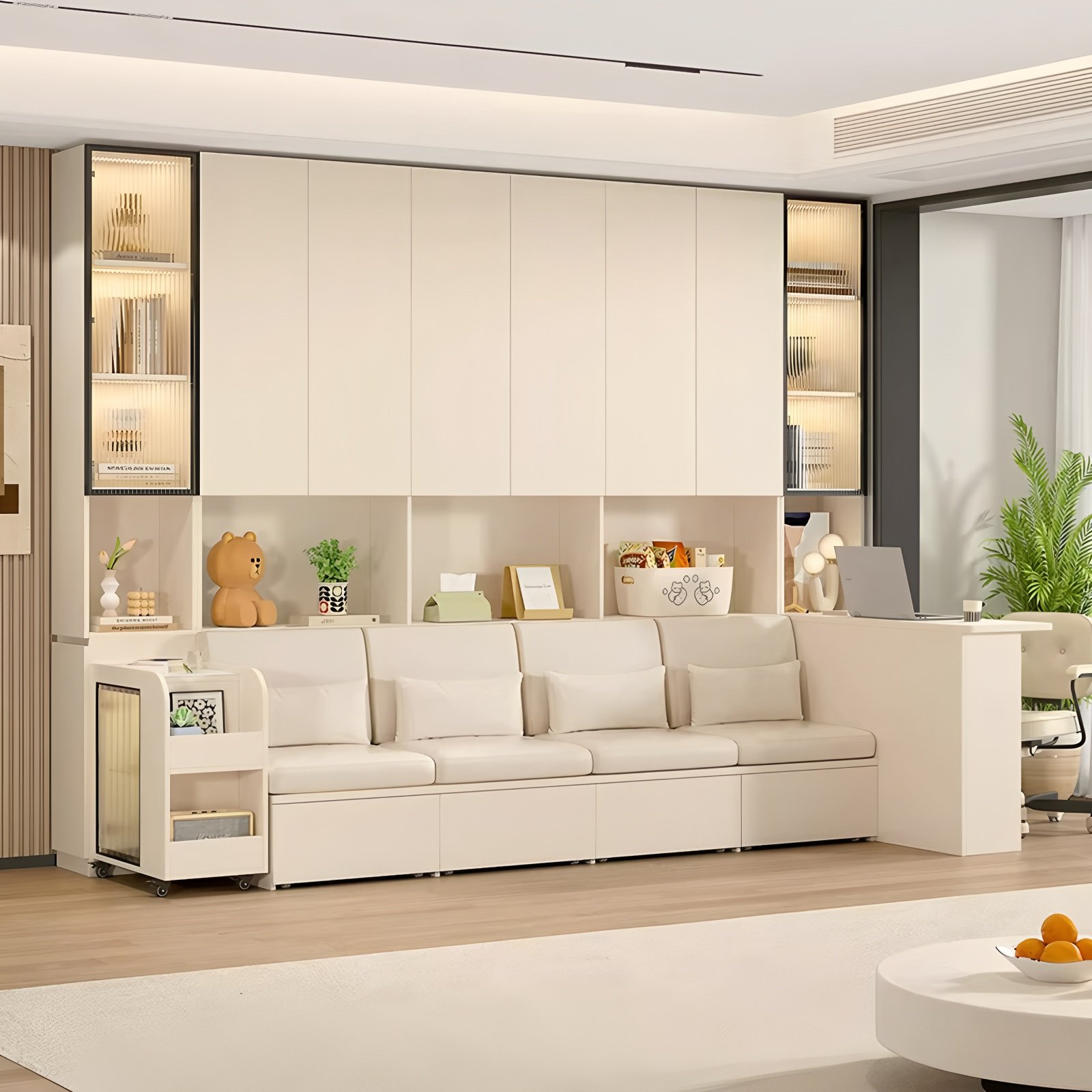 客厅沙发一体柜组合书柜多功能储物柜家用整墙到顶书柜定制收纳柜,住宅家具,组合书柜,淘宝优惠券,粉丝福利购,淘宝优惠卷