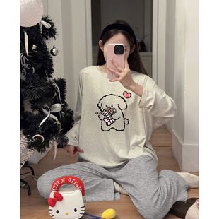 新疆棉睡衣女款春秋季秋款秋天棉质长袖家居服女士休闲可外穿套装