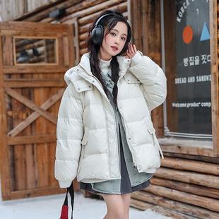 骄骄虎女大童羽绒服2024冬季 初中生连帽90绒女白鸭绒外套J819 新款