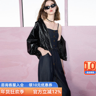 三彩ibudu2025秋季新款仿牛仔连体裤长裤休闲裤直筒裤显瘦女