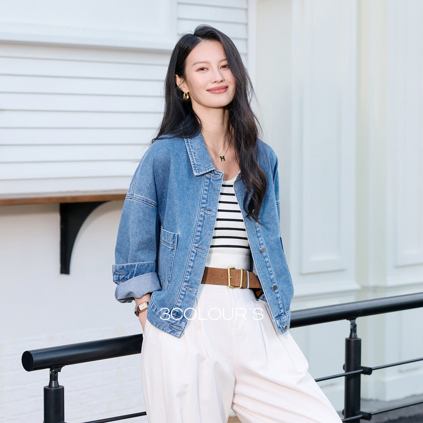 三彩2026春季新款牛仔外套翻领单排扣上衣夹克开衫小短款宽松S女,女装/女士精品,短外套,淘宝优惠券,粉丝福利购,淘宝优惠卷