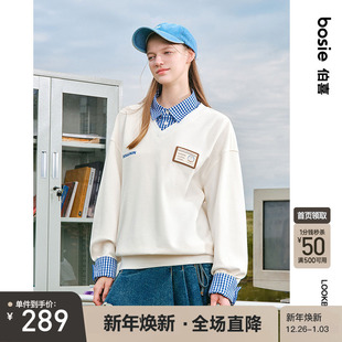 学院风假两件衬衫 新款 bosie伯喜2025年秋季 卫衣男情侣 哆啦A梦